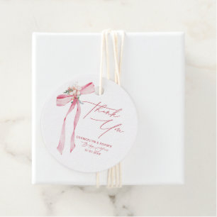 Étiquettes Cadeau Remerciement pour Baby Shower Fille Fleurs et Nœud