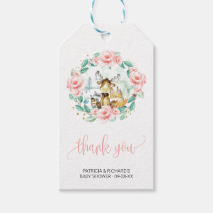 Étiquettes-cadeau Remerciement pour Baby Shower Floral et Végétal en