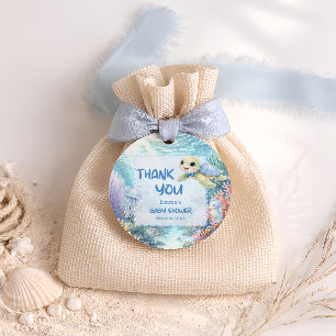 Étiquettes Cadeau Remerciement pour Baby Shower Garçon Tortue Sous l