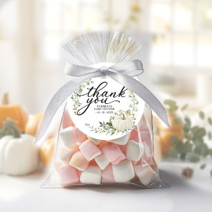 Étiquettes Cadeau Remerciement pour Baby Shower Greenery Pumpkin aut