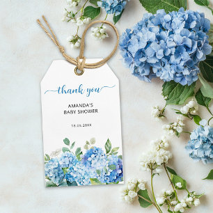 Étiquettes-cadeau Remerciement pour Baby Shower Hydrangea Bleu
