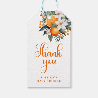 Étiquettes-cadeau Remerciement pour Baby Shower Orange Citrus