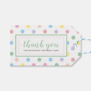 Étiquettes-cadeau Remerciement pour Baby Shower Pastels Doux à Point