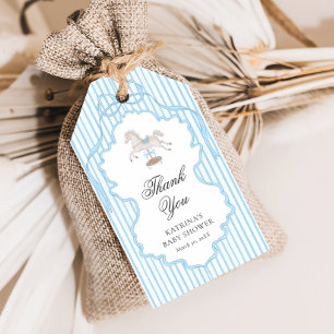 Étiquettes-cadeau Remerciement pour Baby Shower Rocking Horse Bleu