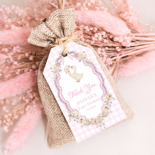 Étiquettes-cadeau Remerciement pour Baby Shower Silly Goose Gingham