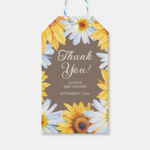 Étiquettes-cadeau Remerciement pour Baby Shower Tournesols Marguerit