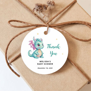 Étiquettes Cadeau Remerciement pour la Baby Shower de Bébé Dragon
