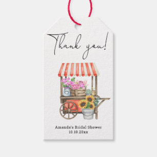 Étiquettes-cadeau Remerciement pour la fête de mariage Flower Cart