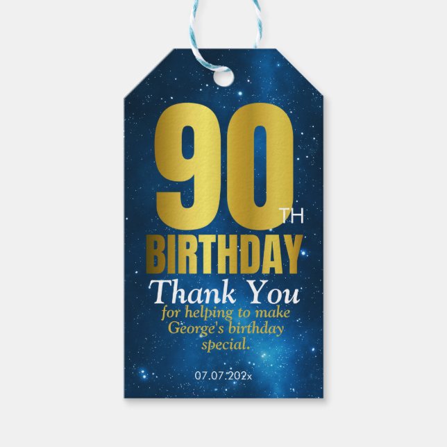 Étiquettes-cadeau Remerciement pour la fête des 90 ans (Devant)