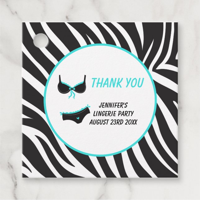 Étiquettes Cadeau Remerciement pour la soirée lingerie turquoise (Devant)