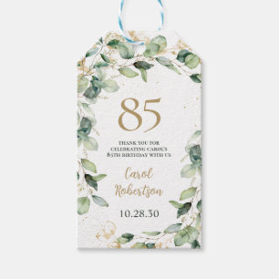 Étiquettes-cadeau Remerciement pour un 85e anniversaire Eucalyptus