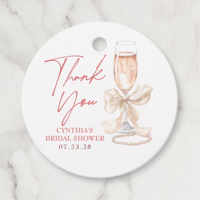 Étiquettes Cadeau Remerciement pour une Baby Shower au thème Ruban B (Devant)