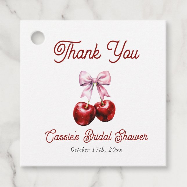 Étiquettes Cadeau Remerciement pour une Baby Shower "Cerise sur le g (Devant)