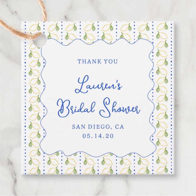 Étiquettes Cadeau Remerciement pour une Baby Shower Citron Citrus Bl (Devant)