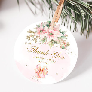 Étiquettes Cadeau Remerciement pour une baby shower fille Hiver Fant