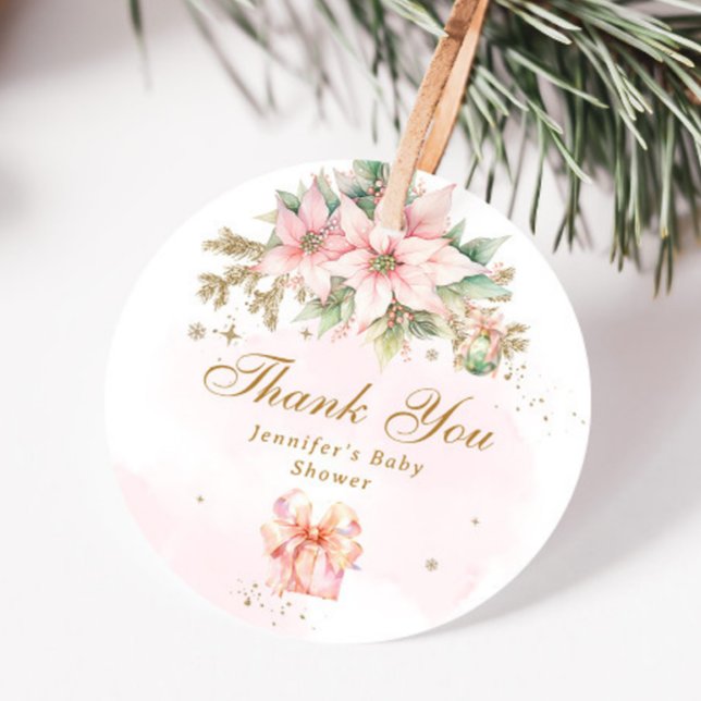 Étiquettes Cadeau Remerciement pour une baby shower fille Hiver Fant (Créateur téléchargé)