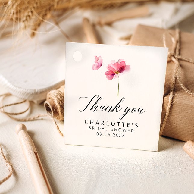 Étiquettes Cadeau Remerciement pour une Baby Shower Papillon Rose Fl (Créateur téléchargé)