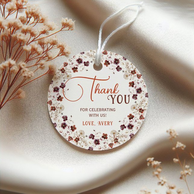 Étiquettes Cadeau Remerciement pour une élégante baby shower florale (Créateur téléchargé)
