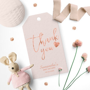 Étiquettes-cadeau Remerciement Rose Gold Foil Rose Blush Favori