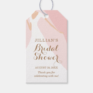 Étiquettes-cadeau Remerciement Rose Robe de Mariée Shower