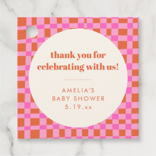 Étiquettes Cadeau Remerciement Rose Vichy Personnalisé Baby Shower