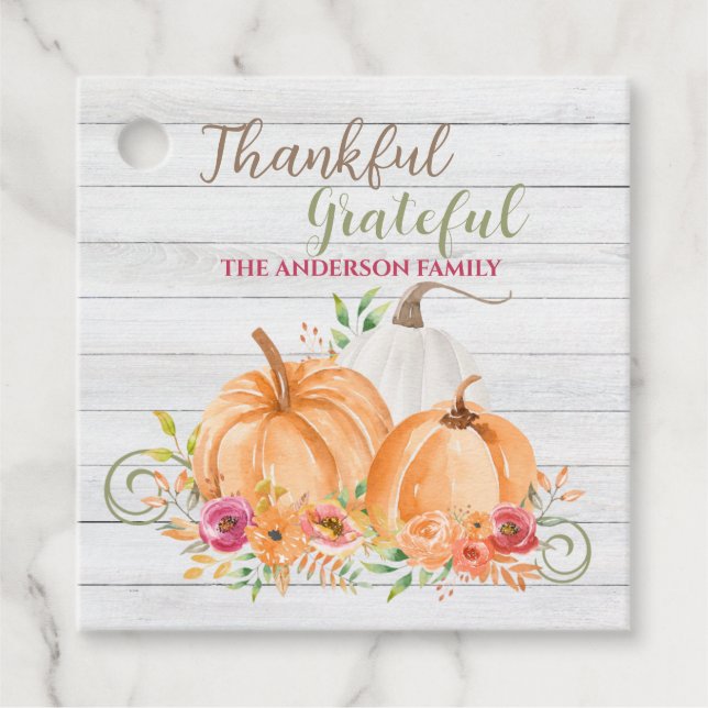 Étiquettes Cadeau Remerciements | Aquarelle Citrouille automne autom (Devant)