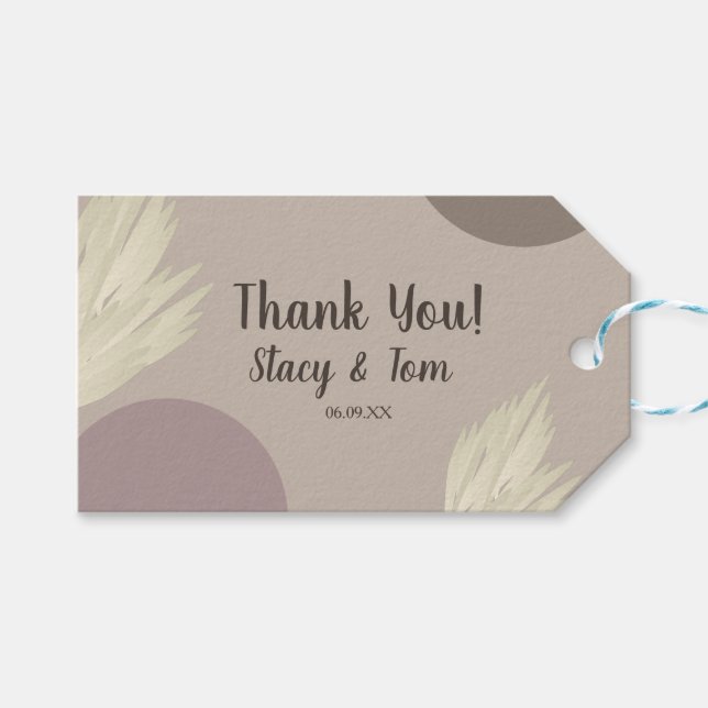 Étiquettes-cadeau Remerciements bohèmes formes des pampas (Devant (Horizontal))
