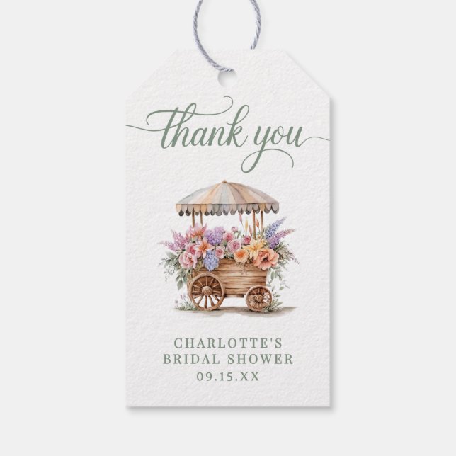 Étiquettes-cadeau Remerciements Botaniques de Fête de Mariée Florale (Dos)