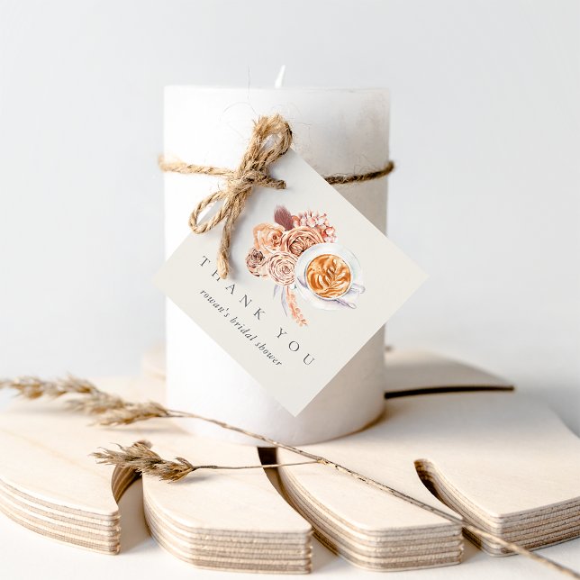 Étiquettes Cadeau Remerciements de Baby Shower de Mariage Café Flora (Créateur téléchargé)