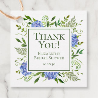 Étiquettes Cadeau Remerciements de Baby Shower Mariée aux Hortensias