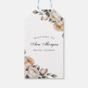 Étiquettes-cadeau Remerciements de Baby Shower Mariée Fleuraux Blanc