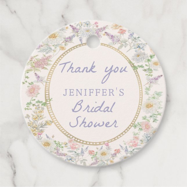 Étiquettes Cadeau Remerciements de douche de mariage floral (Devant)