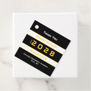 Étiquettes Cadeau Remerciements de fin d'études Jaune Noir Blanc