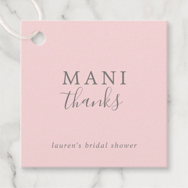 Étiquettes Cadeau Remerciements de Mani pour Baby Shower Simple Rose (Devant)