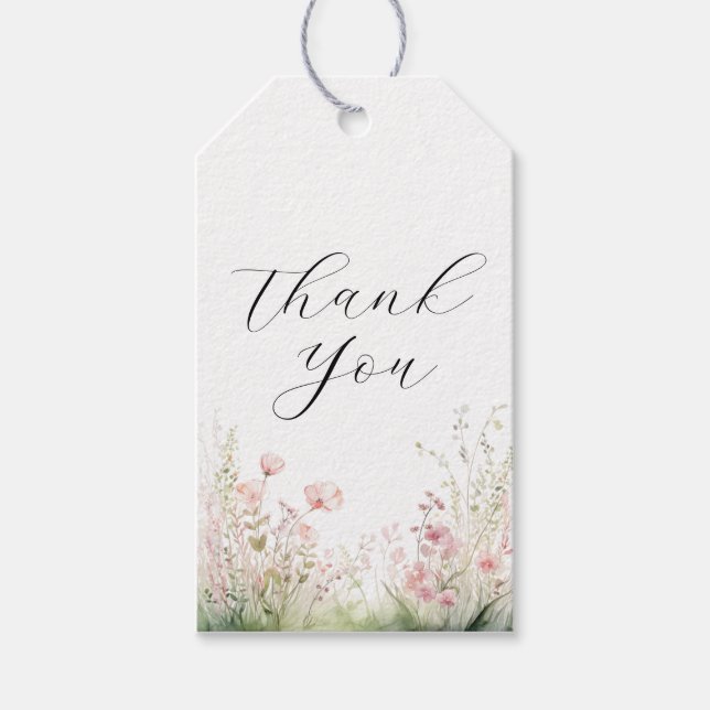 Étiquettes-cadeau Remerciements de mariage à la florale délicate (Devant)