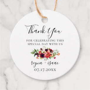Étiquettes Cadeau Remerciements de mariage Bohemian Blooms
