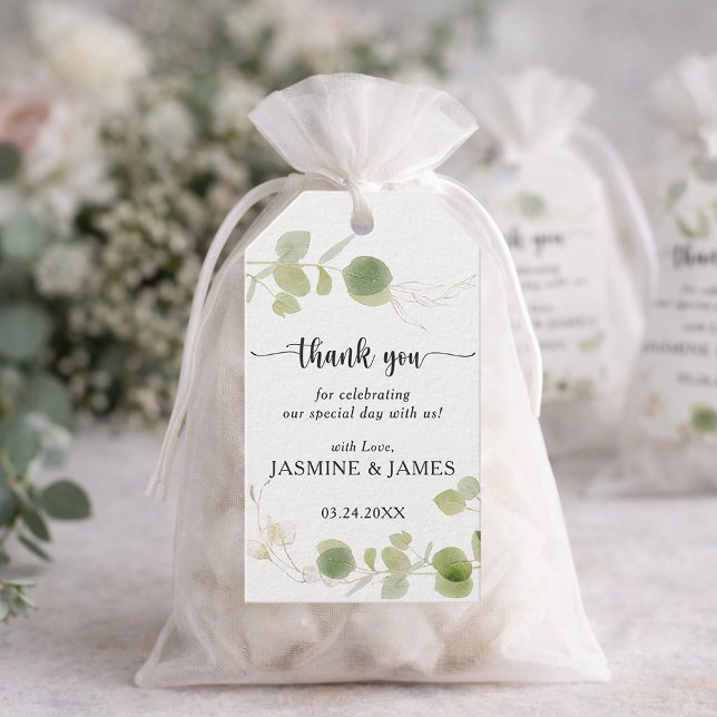 Étiquettes-cadeau Remerciements de mariage botanique eucalyptus mini (Créateur téléchargé)
