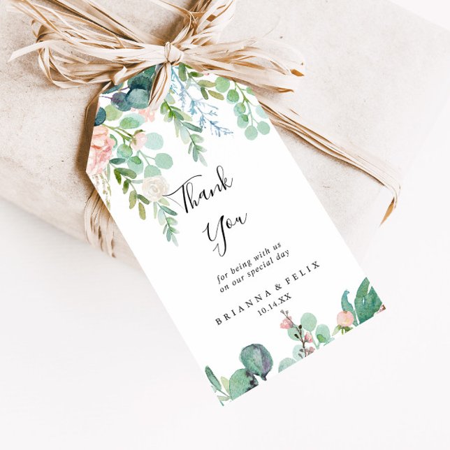 Étiquettes-cadeau Remerciements de mariage floraux tropicaux colorés (Créateur téléchargé)