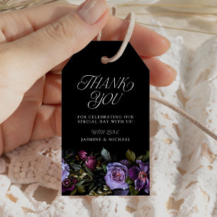 Étiquettes-cadeau Remerciements de mariage floraux violets gothiques