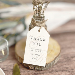Étiquettes-cadeau Remerciements de mariage minimalistes monogramme b
