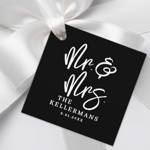 Étiquettes Cadeau Remerciements de Mariage Noir
