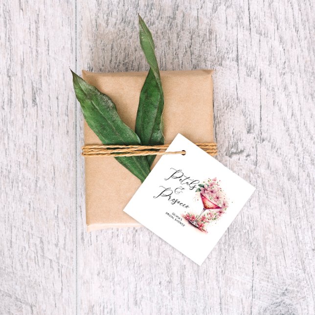 Étiquettes Cadeau Remerciements de mariage Petals and Prosecco (Créateur téléchargé)