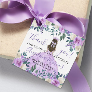 Étiquettes Cadeau Remerciements de Quinceanera aux Fleurs Violettes
