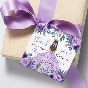 Étiquettes Cadeau Remerciements Élégants Violets pour Quinceanera