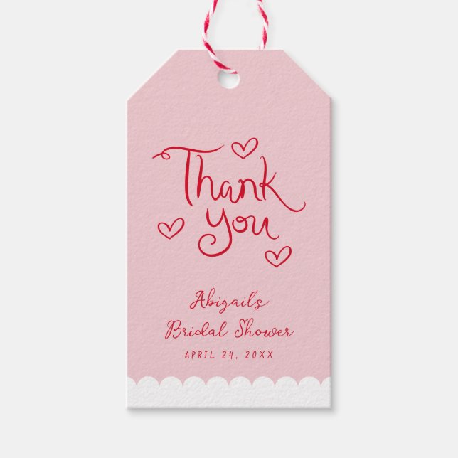 Étiquettes-cadeau Remerciements fantaisistes rose rouge personnalisé (Devant)