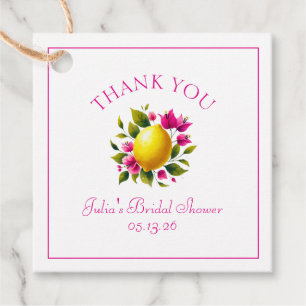 Étiquettes Cadeau Remerciements Fleuris Rose Lemon pour Mariage sur