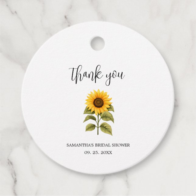 Étiquettes Cadeau Remerciements Mariage Fleurs de Tournesol (Devant)