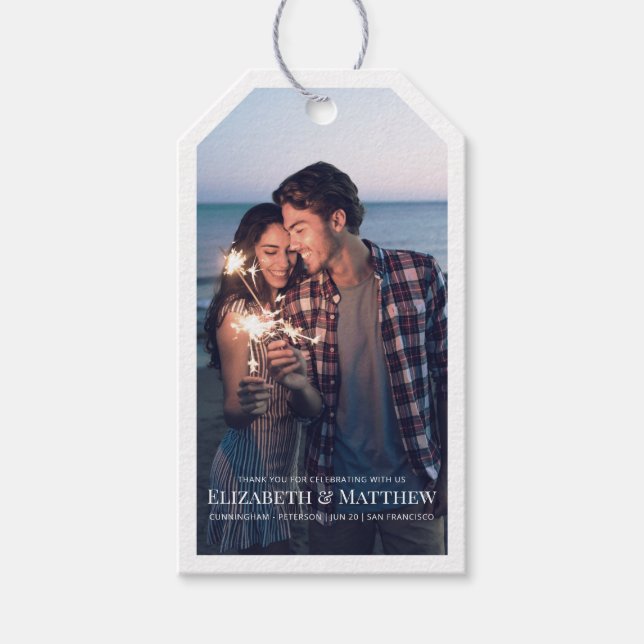 Étiquettes-cadeau Remerciements | Mariage photo moderne et simple (Devant)