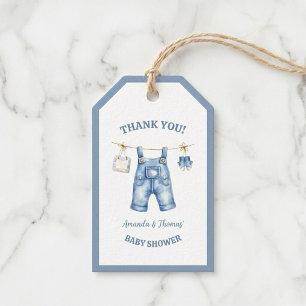 Étiquettes-cadeau Remerciements pour Baby Shower Blue Jean Denim