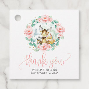 Étiquettes Cadeau Remerciements pour Baby Shower Floral et Végétal e